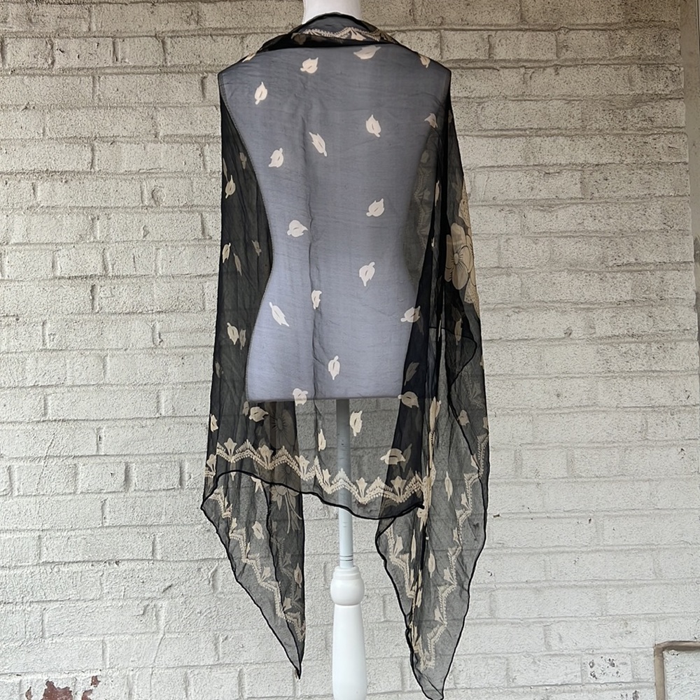 Anthropologie Silk Floral Scarf/Shawl - Picture 5 of 6